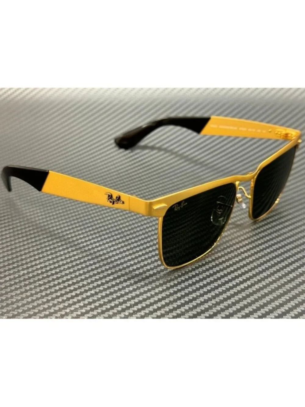 New Ray-Ban Men Sandblasted Gold Sunglasses 56-18-145